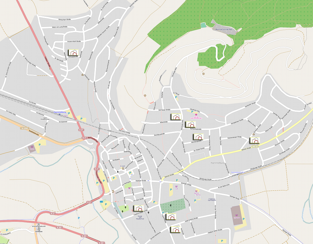Übersichtskarte der Häuser der WoBau Hammelburg